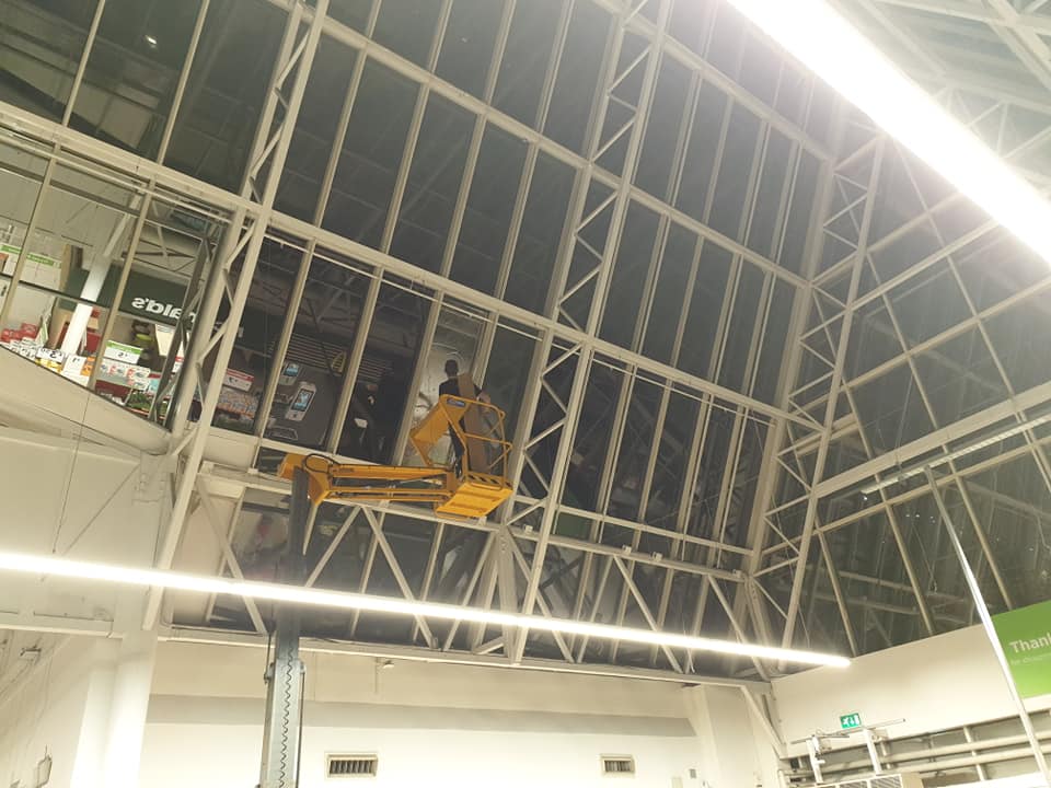 RN07 dual solarfilm to atrium. Asda - Owlcoates Shopping Centre in Pudsey
